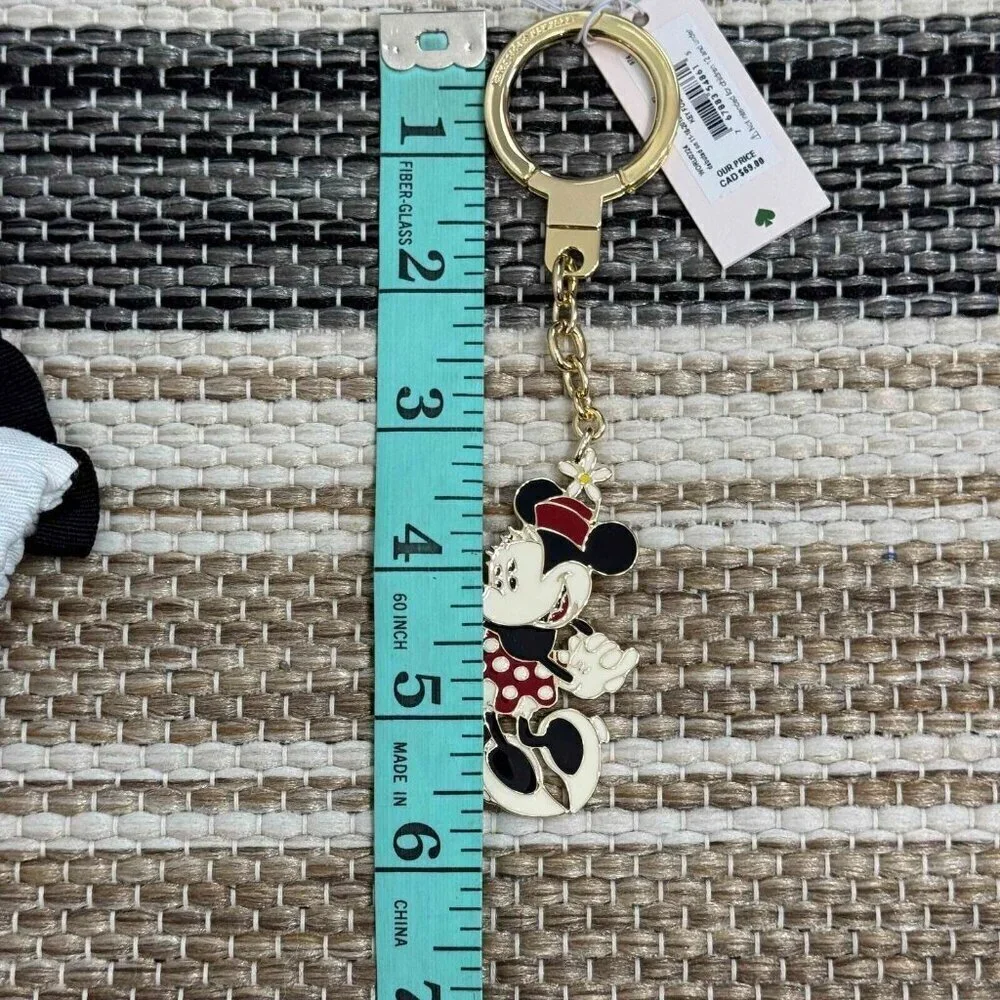 Kate Spade New York x Disney Minnie Mouse Keychain Fob Purse Charm Gold Tone
